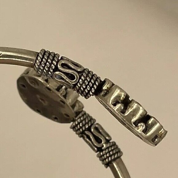 NATIVE AMERICAN 925 STERLING SILVER Navajo Stamped BRACELET Pink/Ruby - Picture 6 of 10